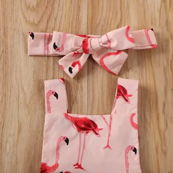 0-24M Srčkan Novorojenega Dojenčka Otroci Baby Dekleta Flamingo Romper Jumpsuit Obleko Playsuit Oblačila bombažne tkanine, Oblačila, Pokrivala Set