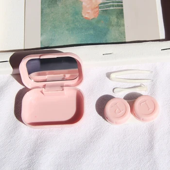 1 kos Žep Prenosni Mini Kontaktne Leče Primeru Enostavno Nosijo Make up lepoto učencev škatla za shranjevanje Ogledalo Posodo Travel Kit Srčkan Slog