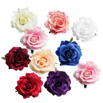 10 Kosov Ročno Velike Umetne Svile Rose Brsti Cvetje Glave DIY Scrapbooking Cvet Poljub Žogo Za Poročno Dekoracijo