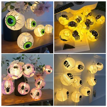 10 LED Pajki Zrkel Duha Okostnjaki Obesek Ornament DIY Niz Luči Halloween Luči Za notranje Stranke Festival Dekoracijo
