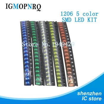 100 kos 1206 SMD LED luči paket LED paket rdeča bela zelena modra rumena 1206 led na zalogi