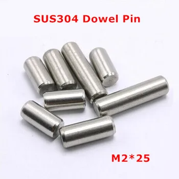 100 kozarcev M2*25 Dia 2 mm zidnim vložkom Pin GB119 SUS304 iz nerjavečega jekla Valjaste Pin / Fiksni Lokaciji Paralled Zatiči