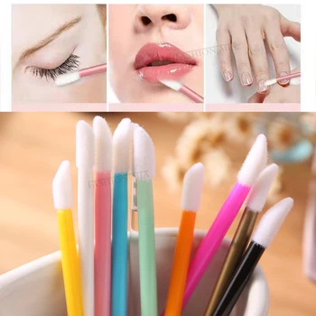 100 kozarcev za Enkratno uporabo Kozmetičnih Ustnice Ščetke Make Up Krtačo Šminka, Lip Gloss Wands Maskara Ščetke Aplikator Ličila Lepota Komplet orodij