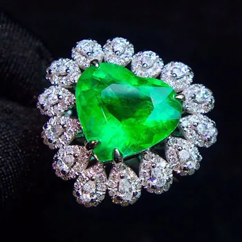 10K Zlati prstan Laboratoriju Ustvarili 5ct Emerald in Moissanite Diamantni Prstan Z nacionalno potrdilo o Em-022