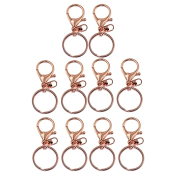 10Pcs Kovinski Krog Jastog Sproži Vrtljivi Zapirali Posnetek Kavljem Keychain Key Ring