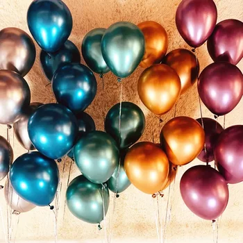 10pcs/veliko Kovinsko Zlata, Srebrna, Modra Rose Zelena Vijolična Ballon Poroko Happy Birthday Latex Kovinski Chrome Baloni Zrak, Helij Balon