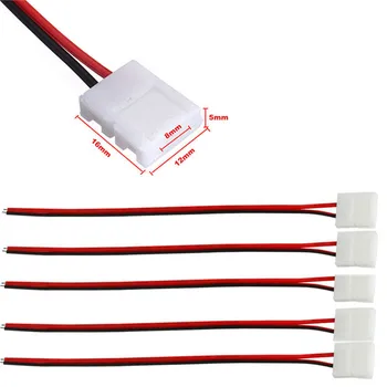 10Pcs/veliko PCB Kabel 2 Pin LED Trak Priključki 3528/5050 8 mm / 10 mm Širina PCB Traku Eno Barvo Adapter Debelo