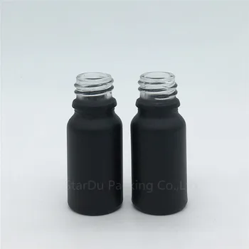 12pcs 10 ml črna motnega stekla eterično olje, steklenica s Podizvajalci Srebrni prstan kapalko 10cc steklene stekleničke parfuma