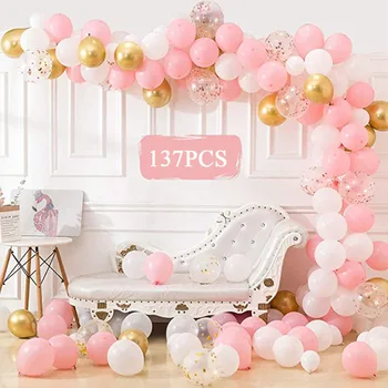 137Pcs Balon Arch Garland Komplet za Belo Zlato Pink Rose Zlata Baloni Paket Baby Tuš Poroka Okraski Rojstni dan Dobave