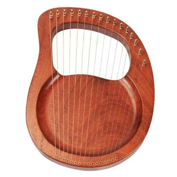 16 Niz Lesenih Liro Harfo Kovinske Strune, Mahagoni Masivnega Lesa Niz Instrument, s Tuning Ključa