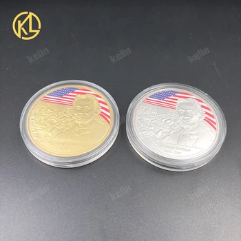 16. Predsednik ZDA Abraham Lin coln 1861-1865 Kovanec Gold Silver Plated Bitcoin Kovanec Design po Meri Izziv Kovanec