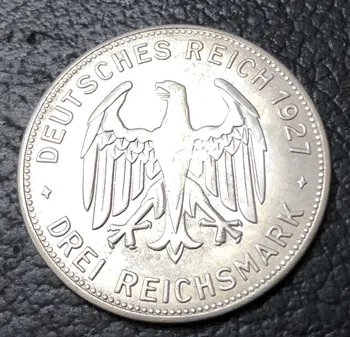 1927 Nemčija-1871-1948 3 Reichsmark (Stara Nemška Marka Tubingen Univerza V Posrebreni Kopija Kovanca