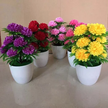 1Pc Svetle Barve Veren Umetno Chrysanthemum Bonsaj Spraviti Ponaredek Rastlin Krajine Doma Cvetlični Dekor