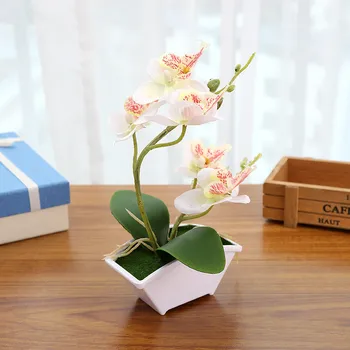 1Pc Umetne Rože Dvojne Vilice Metulj Orhideja Bonsaj Pisane Bela Vaza Set Home svate, Dekoracijo Ponaredek Cvet