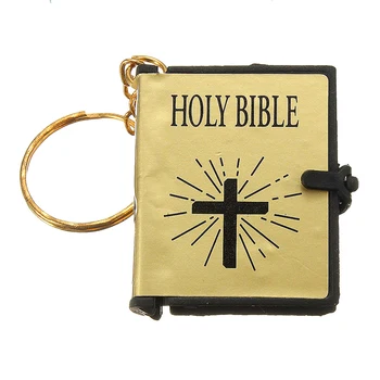 1Pcs Preprosta Osebna Mini Pismo Keychain angleško SVETO PISMO Verski Krščanski Jezus Zlato Črne Barve Debelo