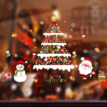 1Set Božič Snežinka Okno Oklepa Nalepke za Steklo, Božič Decals Okraski Počitnice Snežinka Santa Claus Jelenov Decals