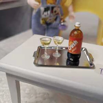 1set Lutke Miniaturni dodatna Oprema Mini Vina in Pladenj Sklop Simulacije Pijačo Model Pohištvo, Igrače 1:12 Kn(izvora) Smole+kovin