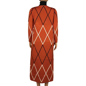2 Kosov Set Afriške Obleke Za Ženske, Jeseni, Pozimi Plesti Moda Dashiki Dolg Rokav Plašč + Visoko Vratu Obleko Haljo Afriki Femme