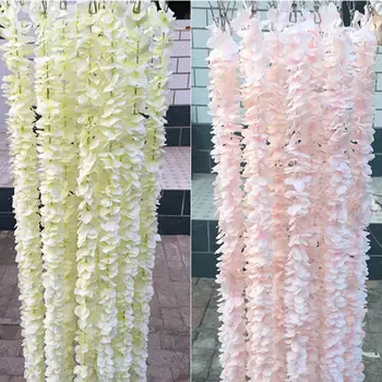 2 m Vsak Trak Orhideja Wisteria Trto Bele Svile Umetne Rože Venci Za Poroko Dekor Garden Visi Obrti
