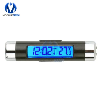 2 v 1 Modra/Osvetlitev Avto Digitalni LCD Temperature, Termometer Samodejna nastavitev Ure Zaprtih Elektronskih Brez Baterije