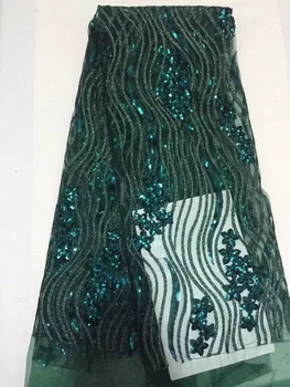 2018 Najnovejše Priljubljenih Modelov Vode Zelenimi bleščicami Tkanine 5 Metrov Afriške Čipke Tkanine Visoke Kakovosti indijske svile George čipke tkanine