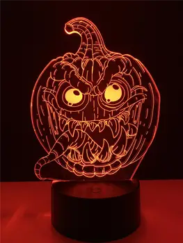 2019 Halloween Strah Bučna 3D Lučka za osvetlitev LED USB Razpoloženje Multicolor Noč Svetlobe Multicolor Luminaria Spremembe Namizni Dekor