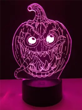 2019 Halloween Strah Bučna 3D Lučka za osvetlitev LED USB Razpoloženje Multicolor Noč Svetlobe Multicolor Luminaria Spremembe Namizni Dekor