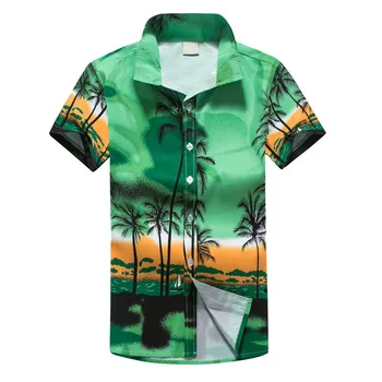 2019 Moške Poletne Nov Modni Priložnostne Slim Rokavi Moški Casual Moški Hawaiian Tiskanja Kratek T-Shirt Športnih Plaži Hitro Suhi Vrh #40