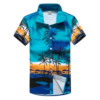 2019 Moške Poletne Nov Modni Priložnostne Slim Rokavi Moški Casual Moški Hawaiian Tiskanja Kratek T-Shirt Športnih Plaži Hitro Suhi Vrh #40