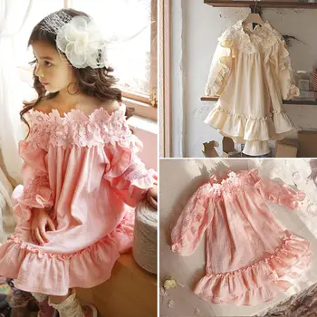 2019 Novih Otroci Princesa Obleko Otrok Baby Girl Oblačenja Čipke Cvetlični Off Ramenski Stranka Obleke, Obleke, 2-7Y