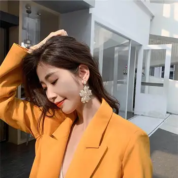 2019 Novo Ročno Kristalno Beaded Cvet Uhani Za Ženske Top Model Izjavo Korejski Uhani, Modni Nakit Trgovini