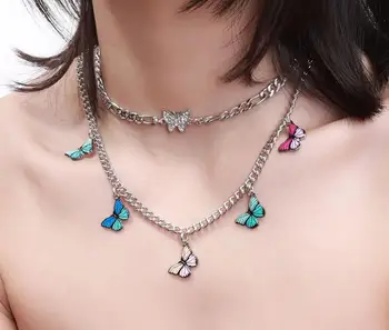 2020 harajuku metulj verige ogrlica 90. letih estetski dodatki igirl ogrlica e dekle kristalno verige hip hop nakit Darilo Spusti