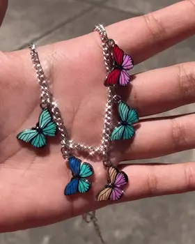 2020 harajuku metulj verige ogrlica 90. letih estetski dodatki igirl ogrlica e dekle kristalno verige hip hop nakit Darilo Spusti