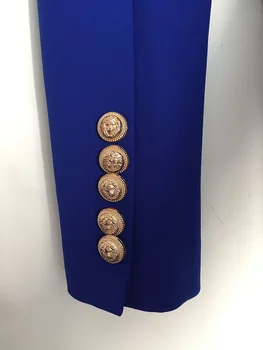 2020 Jeseni Novo Modri Blazer Visoke Kakovosti Modno Žensko Jakno Poln Rokavi Gumb Pakete Claasy Vintage Plašč Slaven