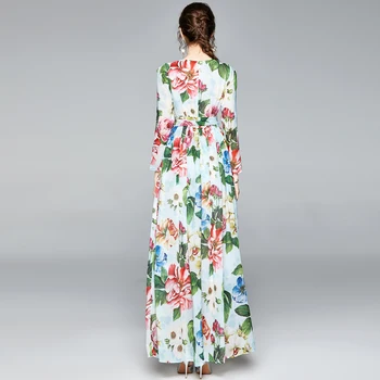 2020 Modni Oblikovalec Počitnice Poletje Oblačenja Žensk Lok Pasu Priložnostne Rose Cvjetnim Tiskanja Ženski Šifon Boho Dolgo Obleko Maxi