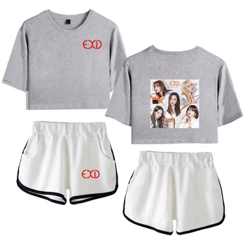 2020 novega modela, T-majica+hlače dekle srčkan obleko EXID tiskanje visoke kakovosti moda kratek rokav poletje priložnostne obleko, dvodelno,