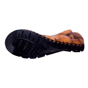 2020 Novih Moških Dihanje Poletne Sandale Visoke Kakovosti Pravega Usnja Sandali Človek Stanovanj Plus Velikost Moda Priložnostne Plaži Moški čevlji