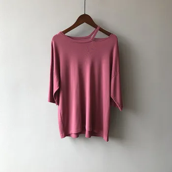 2020 Novo Poletje Vrhovi Žensk O-Neck Kratek Sleeve Solid Ženske pletene Vrhovi Priložnostne Moda za Ženske T-Shirt L402