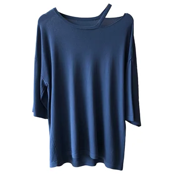 2020 Novo Poletje Vrhovi Žensk O-Neck Kratek Sleeve Solid Ženske pletene Vrhovi Priložnostne Moda za Ženske T-Shirt L402