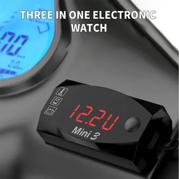 2020 Novo Univerzalno motorno kolo Elektronski Watch Voltmeter Tri v Enem IP67 Nepremočljiva Dustproof LED Digitalni Zaslon Ura
