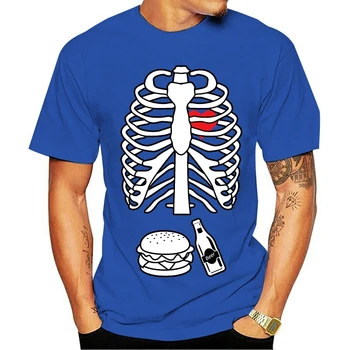 2021 Prosti čas, Moda bombaž O-vratu T-shirt Noseča obleko pivo hamburger okostje