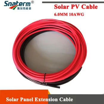 20M/veliko 10M rdeč +10M črn 6.0mm2 / 10AWG Solarni Kabel Uporabite Za Sončne energije Solarni priključek Solarni PV Kabel Bakrene Žice, s TUV