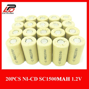 20pcs/1 lota Moč Celice, baterije za ponovno Polnjenje NI-CD 1,2 V 1500Mah SC Akumulator Subc Celice odvajanje stopnje 10A-15A