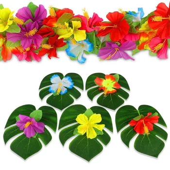 24 Kos Havajih Cvetje Hibiscus Živo Pisane Umetne Rože Umetno Cvet Za Svate Namizni Dekor Banket Ramdom