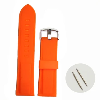 24mm Pumpkin Orange Silicone Jelly Rubber Unisex Watch Band Straps WB1054H24JB Spring Bar and spring bar removal tool included