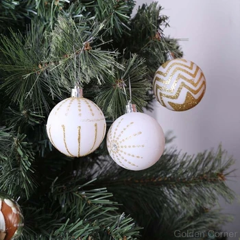 24Pcs belo zlato Mešani Božično Drevo Decor Kroglice Božič Stranka Okno Doma Poskrbijo za Božič Visi Žogo Ornament Dekor Dropship