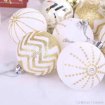 24Pcs belo zlato Mešani Božično Drevo Decor Kroglice Božič Stranka Okno Doma Poskrbijo za Božič Visi Žogo Ornament Dekor Dropship