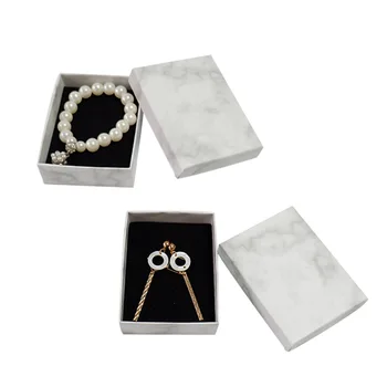 24pcs kartonske nakit polje prikazno polje ogrlico, zapestnico, uhane, kvadratne ali pravokotne oblike marmor bele WY606