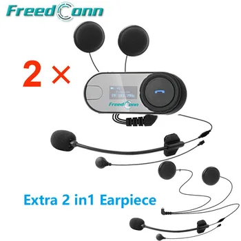 2PCS FreedConn TCOM-SC W/Zaslon Bluetooth Motoristična Čelada Interkom Slušalke z FM Radio + 2v1 Slušalka