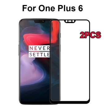2PCS OnePlus 6 Kaljeno Steklo En Plus 6 Screen Protector Premium Polno Kritje Zaščitnik Stekla Film Za Oneplus6 En plus 6 Black